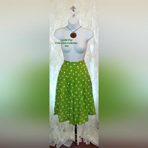 Leslie Fay Green Polka Dot Cullottes 8M